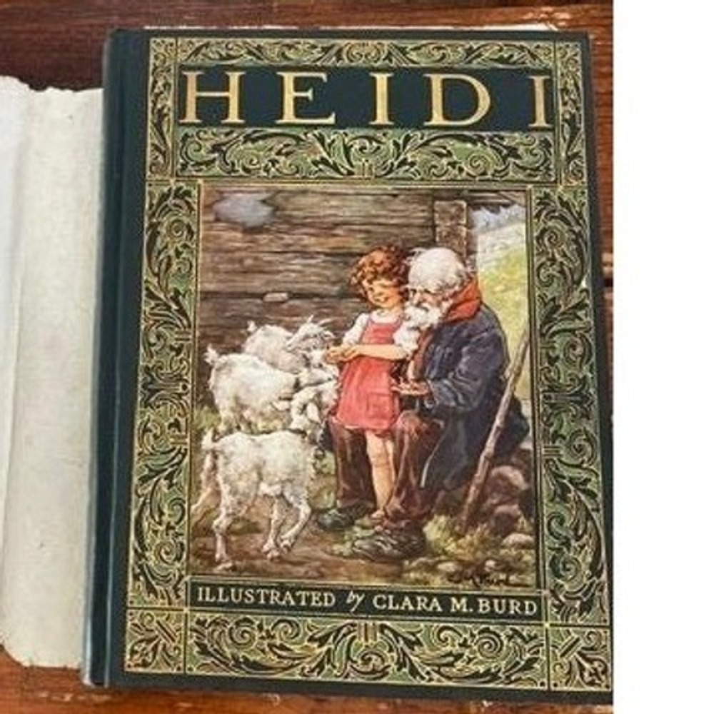 Winston Heidi Hardcover Book Childrens OS Green Vintage 1920s Illustrated Burd